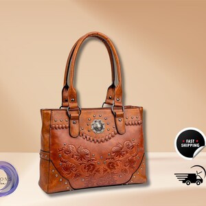 Bolso de mano de cuero hecho a mano / Bolso estilo western / Bolso bandolera de cuero / Cartera de cuero / Bolso estilo western / Bolso tote hecho a mano
