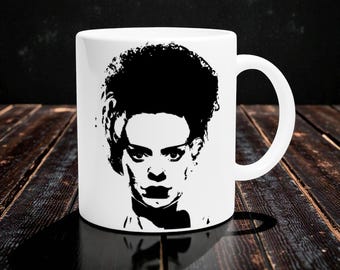 BRIDE OF FRANKENSTEIN Coffee Mug | Vintage Horror Movie Ceramic Cup | Gothic Classic Film