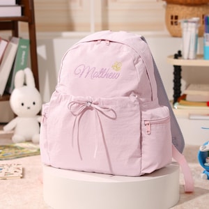 Sac à dos personnalisé pour enfants avec noeud, sac à dos avec nom brodé, cadeaux pour enfants, cadeau d'anniversaire pour enfants, cartable avec noms. cadeau d'anniversaire pour enfant