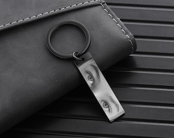 Custom Eyes Photo Keychain – Personalized Christmas Gift, 'I with You' Romantic Keyring for Him/Her, Unique Gift for Boyfriend/Girlfriend