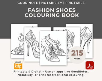 MRR Fashion Shoes Colouring Book | Instant Download Printable Adult Coloring Pages | High Heels, Sneakers, Boots, Sandals