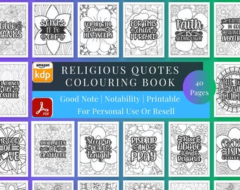 MRR + PLR Religious Quotes Colouring Book for Adults – Inspirational Bible Verse Art Therapy, Faith & Spirituality Relaxation