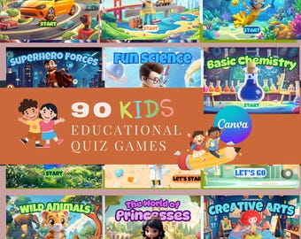 MRR 90 Kids Educational Quiz Games with Voiceover / Animation | Canva Templates | Editable Learning Activities for Teachers & Digital Seller