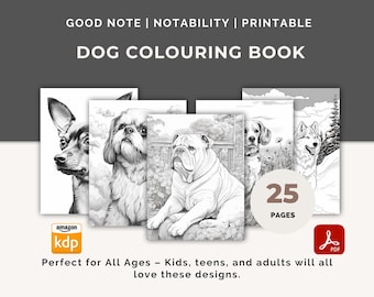 MRR Dog Colouring Book – Cute Puppy Colouring for Adults & Kids, Printable Digital Pet Art, Stress Relief Activity | Animal Coloring