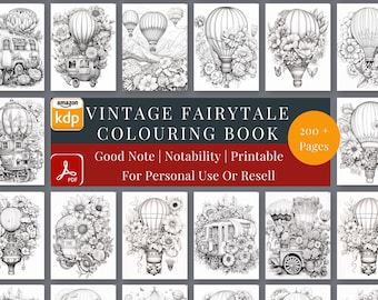 PLR + MRR Vintage Fairytale Colouring Book | Digital Download | Adult & Kids Colouring | Relaxing Stress Relief |  Good Note | Printable