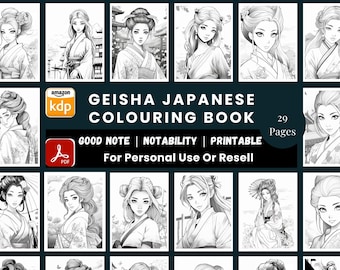 MRR Geisha Japanese Colouring Book | Traditional Kimono Art | Printable & Digital PLR Colouring Pages for Adults