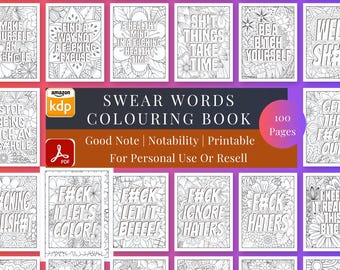 MRR + PLR Swear Words Colouring Book | Funny Adult Colouring Pages | Stress Relief Printable | Instant Download PDF |  Good Note | Printable
