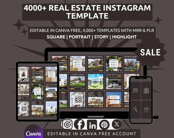 4,000+ Editable Real Estate Instagram Templates – MRR PLR Bundle Canva Designs – Social Media Marketing Kit for Realtors, Brokers & Agents