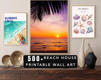 Mrr + Plr Best Selling 500+ Beach House Digital Wall Art Bundle | Printable Wall Decor | Instant Download | MRR + PLR | Bonus Canva Mockups