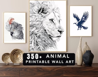MRR + PLR Best Selling 350+ ANIMAL Digital Wall Art Print | Instant Download | Printful Print | Free Canva Mockup Included | Resell Rights