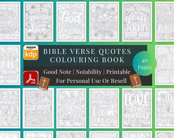 MRR + PLR Bible Verse Colouring Book for Adults | 40 Pages Inspirational & Faith-Based Quotes | Printable And Digital Download