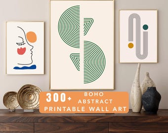 MRR + PLR Best Selling 300+ BOHO Abstract Digital Wall Art | Instant Download | Printful Ready | Free Canva Mockup Included | Resell Right