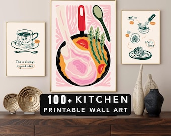 MRR + PLR Best 100+ Kitchen Wall Art Prints | Digital Download | Vintage & Modern Kitchen Decor | Printable Wall Art Bundle