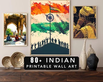 MRR + PLR 80+ Indian Digital Wall Art Bundle | Vintage And Modern Printable Decor | Yoga, Boho & Cultural Wall Art | Instant Download