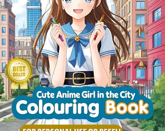 MRR Cute Anime Girl in the City Colouring Book I Instant Download I Good Note I Notability I Printable I Resell I gifted colouring book