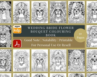 PLR + MRR Sugar Skull Girl Colouring Book | Day of the Dead Coloring | Digital Download | Printable Adult Coloring | Good Note | Notability