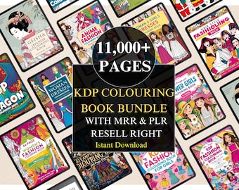 Plus de 11 000 ventes Bundle de livres à colorier KDP en téléchargement numérique - 200 livres à colorier - pages à colorier pour garçons, filles, adultes plr