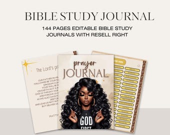 144 Pages Editable Bible Study Journal I instant download I canva teplate I Editable Template