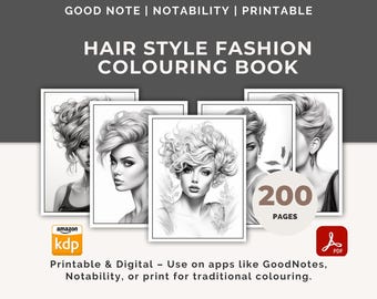 200 Pages Hair Style Fashion Colouring Book I Instant Download I Good Note I Notability I Printable I Best Seller I gifted colouring book