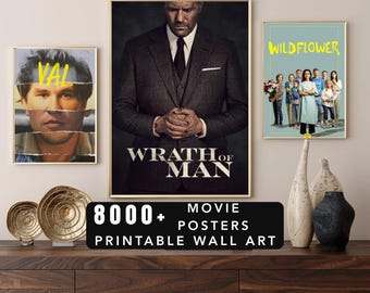 Paquete de arte mural digital con más de 8000 carteles de películas MRR + PLR / Conjunto de carteles de películas antiguas / Decoración de pared imprimible / Descarga instantánea / Arte cinematográfico imprimible