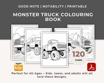 MRR Monster Truck Colouring Book – Big Wheels & Action Designs for Kids And Adults, Printable Digital Coloring Fun, Vehicle Coloring