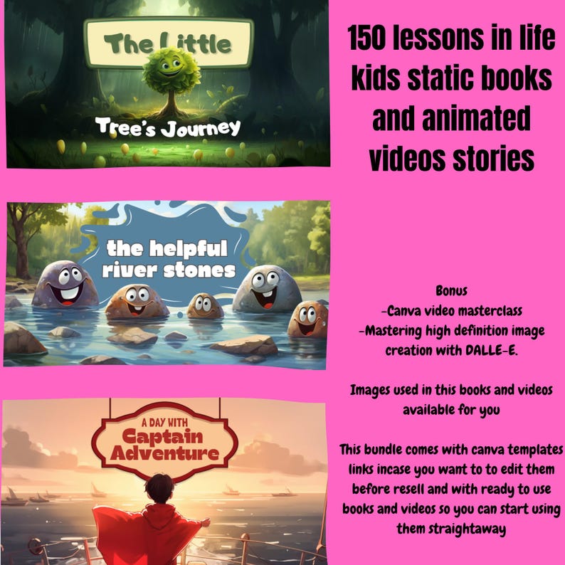 150 Lessons in Life Kids Static Story Books and Animated Video Stories ...
