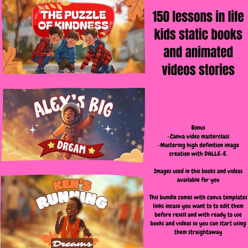 150 Lessons in Life Kids Static Story Books and Animated Video Stories ...