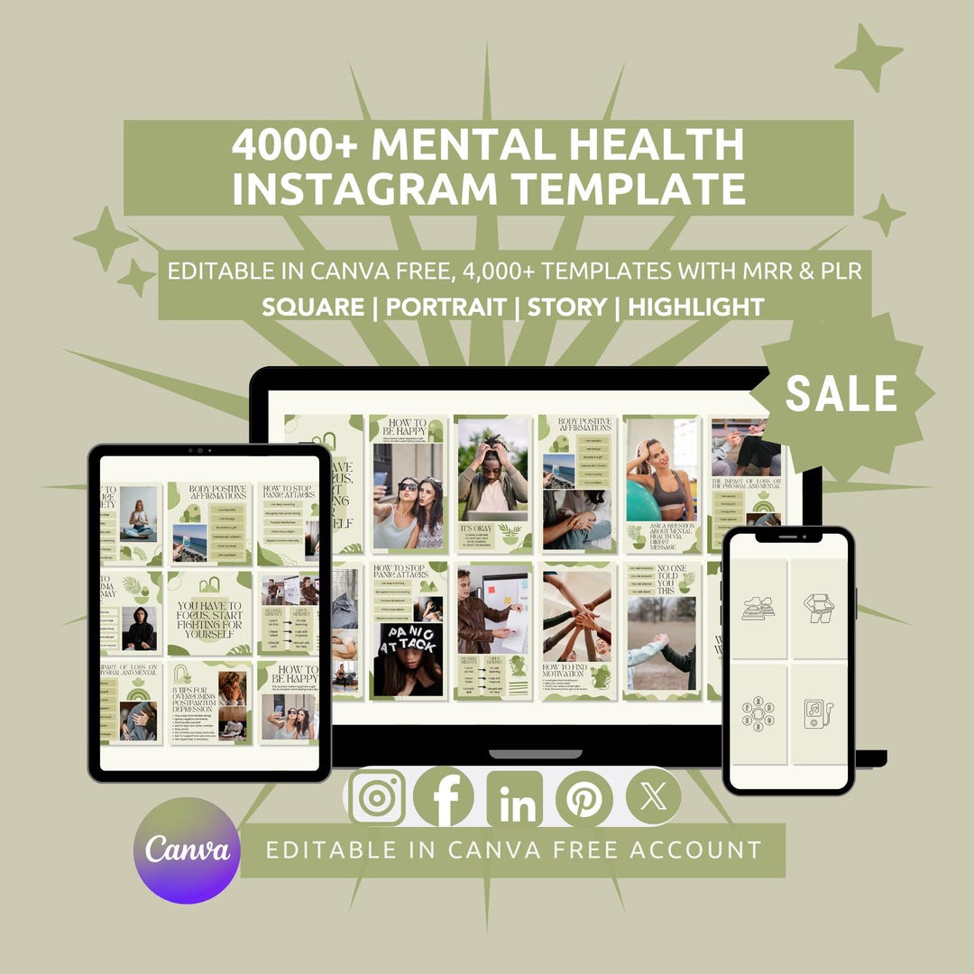 4000+ Editable Mental Health & Wellness Instagram Canva Templates ...