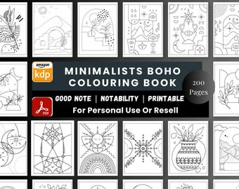 MRR Minimalist Boho Colouring Book | Modern Line Art Patterns | Printable & Digital PLR Coloring Pages for Adults