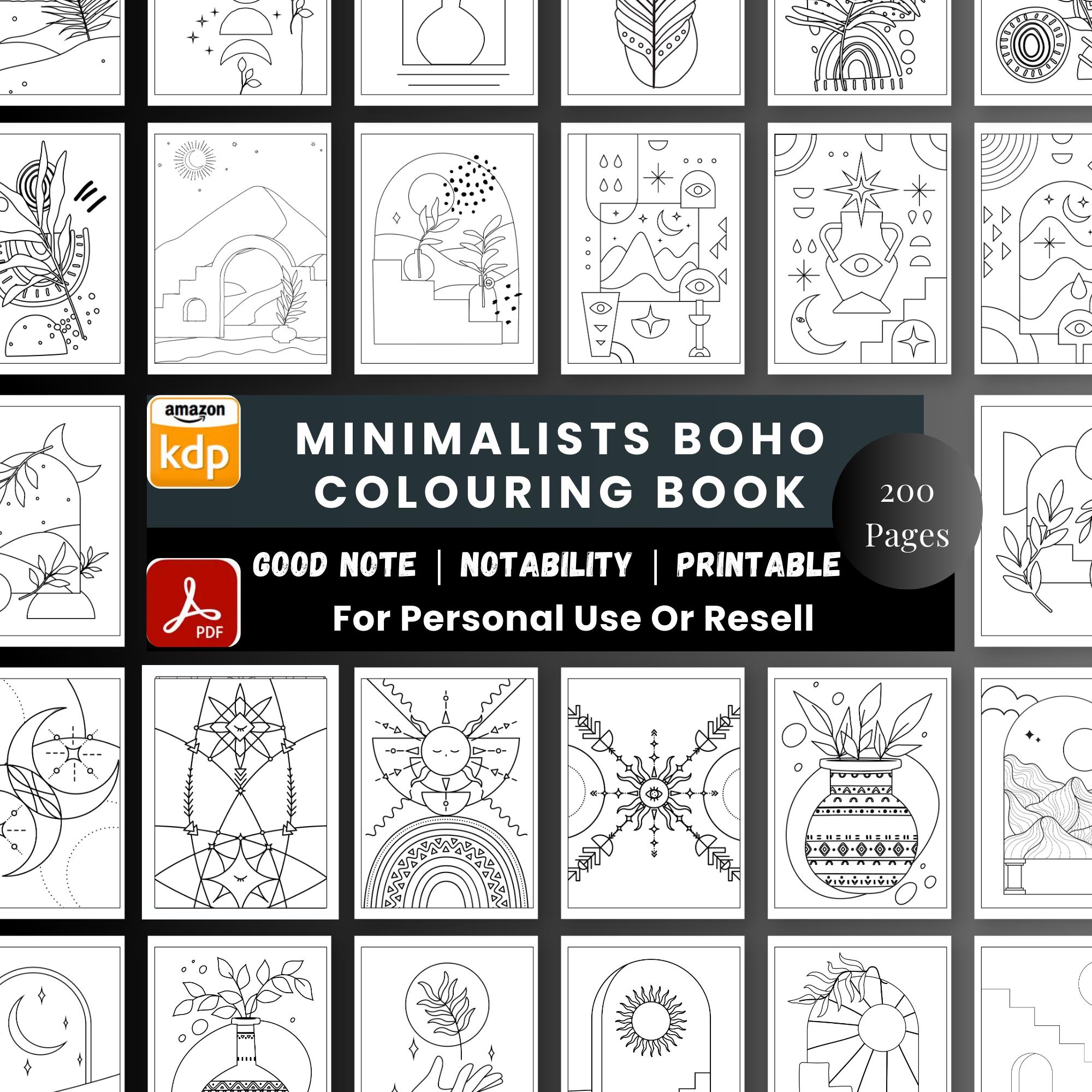 MRR Minimalist Boho Colouring Book | Modern Line Art Patterns ...