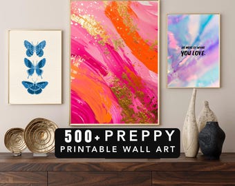 MRR + PLR 500+ Preppy Digital Wall Art | Instant Download Art | Printable Home Decor | Wall Prints | Trending Wall Art | Resell Rights Art