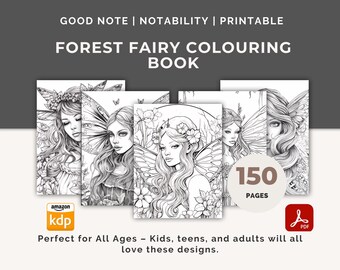 MRR Forest Fairy Colouring Book – Magical Fantasy Coloring for Adults & Kids, Printable Digital Enchanted Art, Relaxing Coloring