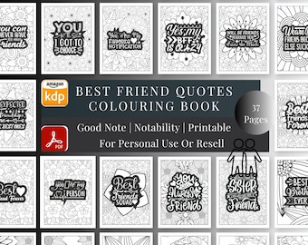 MRR + PLR Best Friend Quotes Colouring Book for Adults | 40 Pages Funny & Inspirational Friendship Designs | Printable And Digital Download