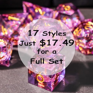 Liquidation Sale Multiple 18 Styles Liquid Core Resin DND Polyhedral Dice Set Final Stock Clearance for Tabletop Role Playing Games -J99H