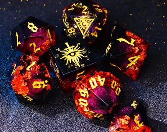 Mystery Red Liquid Core DnD Dice Set for Magic Game, Full Dungeons and Dragons Dice Set for DnD Gifts, Resin D&D Dice Set, Table Top Dice