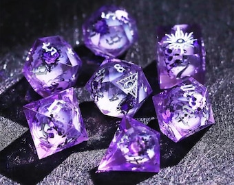 Ensemble de dés D&D à noyau liquide rose rouge pour jeux de rôle, ensemble de dés Donjons et dragons complets pour cadeaux D&D, ensemble de dés D&D en résine