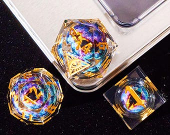 Mysterious Dragon Eye Liquid Core DnD Dice Set for Role Playing Games, Full Dungeons and Dragons Dice Set for DnD Gifts, Resin D&D Dice Set