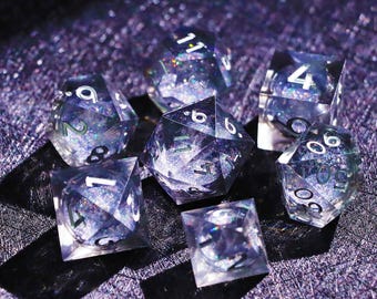 Black Liquid Core DnD Dice Set for Role Playing Games, Full Dungeons and Dragons Dice Set for DnD Gifts, Resin Glass D&D Dice Set