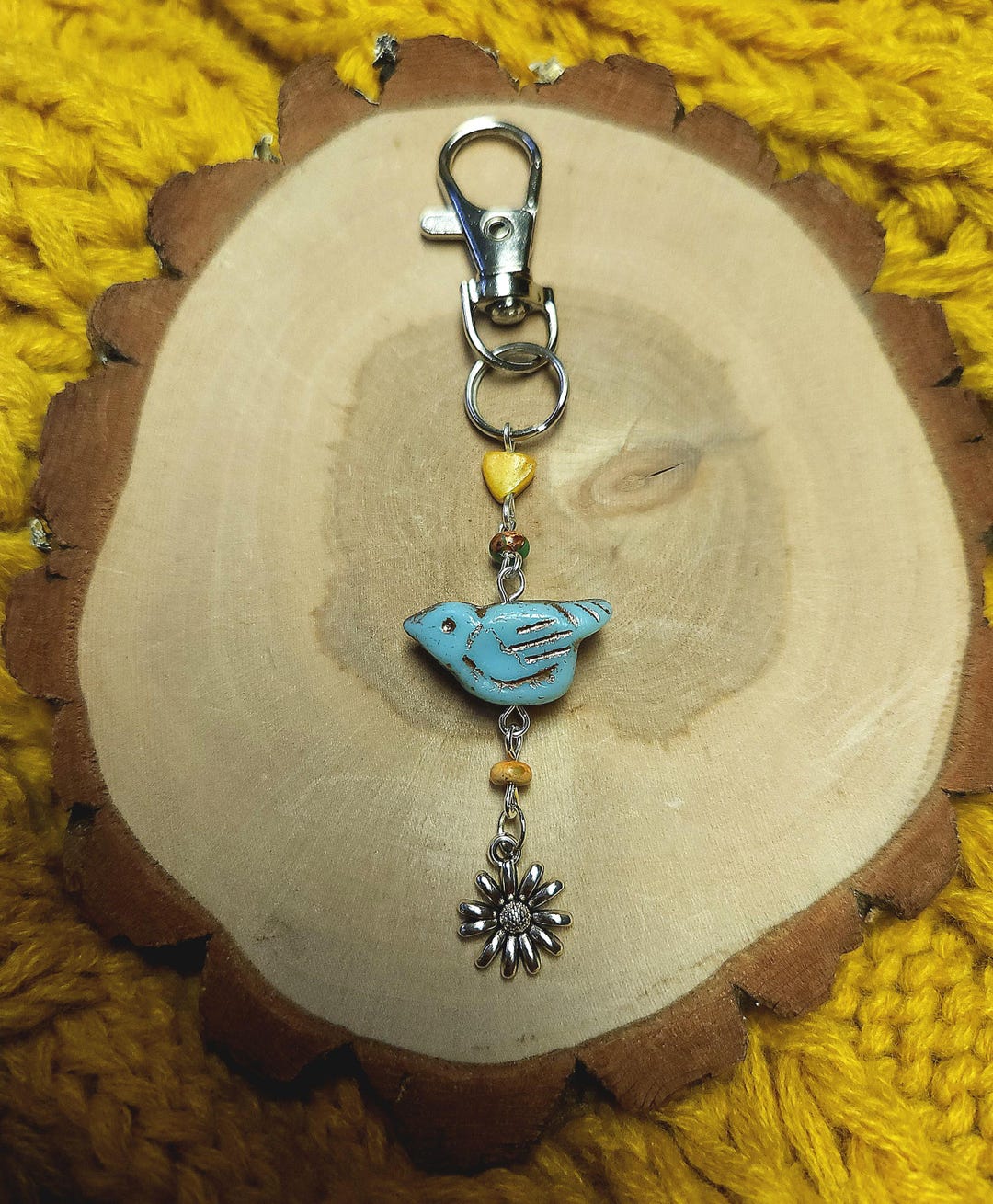 Whimsical Bluebird Keychain | Unique Silver Floral Keychain ...