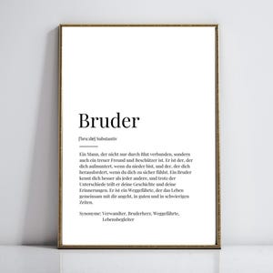 Imagen de pared con definición de hermano: imagen de pared digital como regalo para hermano | Dicho personal | Descargar A4 para imprimir