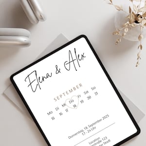 Minimalistische Hochzeitseinladung | Editierbare Canva Vorlage | Einseitig, Modern & Personalisiert | Sofort Download