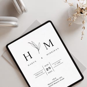 Minimalistische Hochzeitseinladung – Digitale Canva Vorlage zum Ausdrucken – Einseitige, editierbare PDF für moderne Hochzeiten
