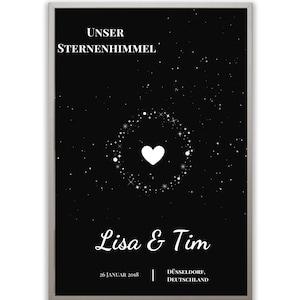 Carte des étoiles personnalisée | Affiches de mariage et d'anniversaire | Peinture murale ciel étoilé avec date et lieu | Téléchargement numérique