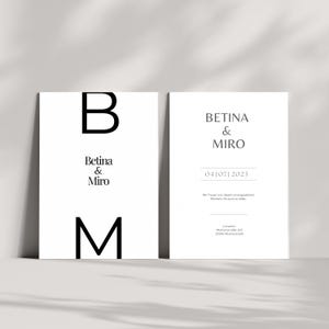 Minimalistische trouwkaart – bewerkbare Canva-sjabloon | Dubbelzijdige uitnodiging | Personaliseer jezelf en download direct