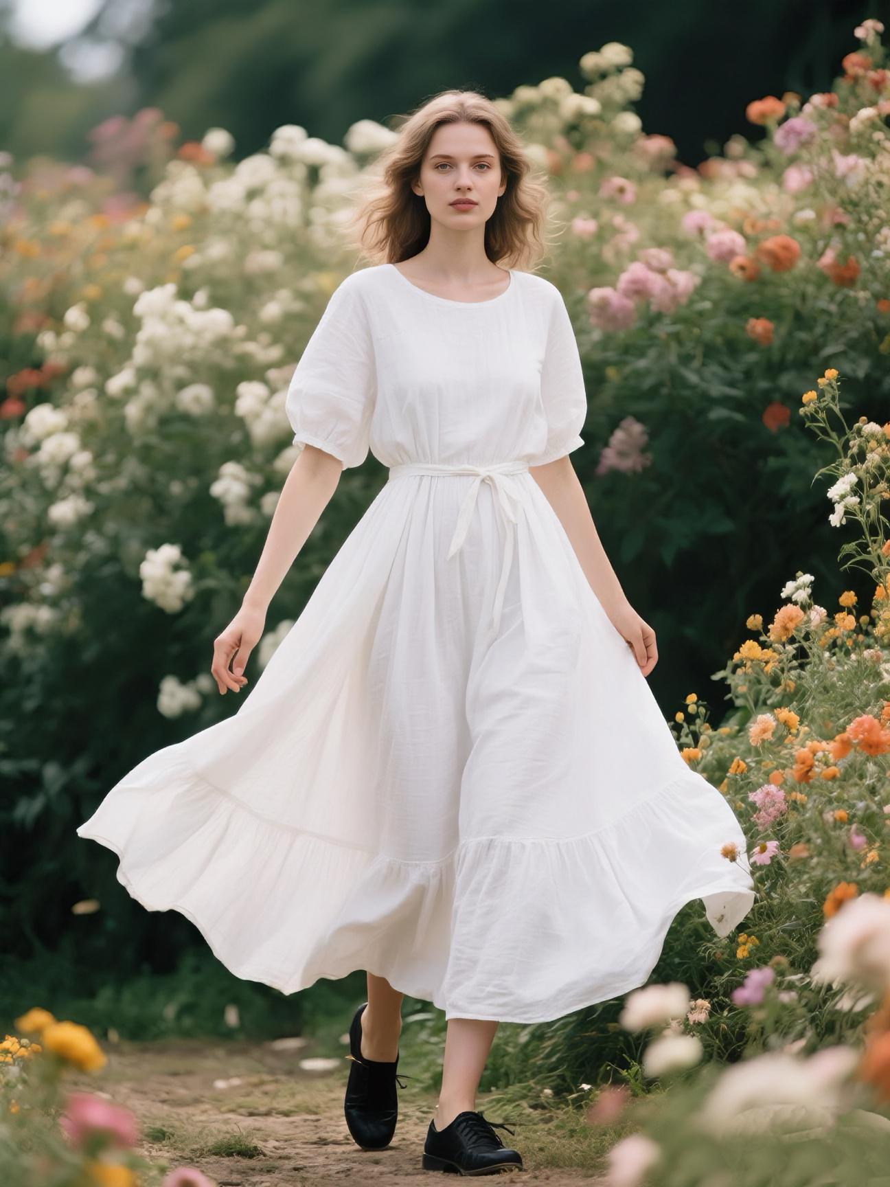 Romantic Linen Maxi Dress Short Sleeve Tiered A-Line Dress with Adjustable Waist Tie Cottagecore Boho Dress Flowy Summer Dress Custom Dress