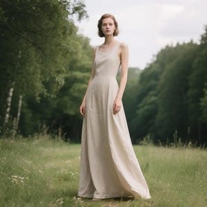 Women Sleeveless Dress Maxi Dress Elegant Bridal Dress Summer Maxi Dress Open Back Dress Cotton Linen Dress Handmade Dress Plus Size