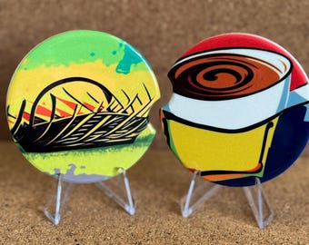 Puerto Rico Car Coasters Set of 2 Colorful Ceramic Absorbent Car Cup Holder Coasters | Piragua, Coffee, Amapola, Pava, Mantecado, Superbowl