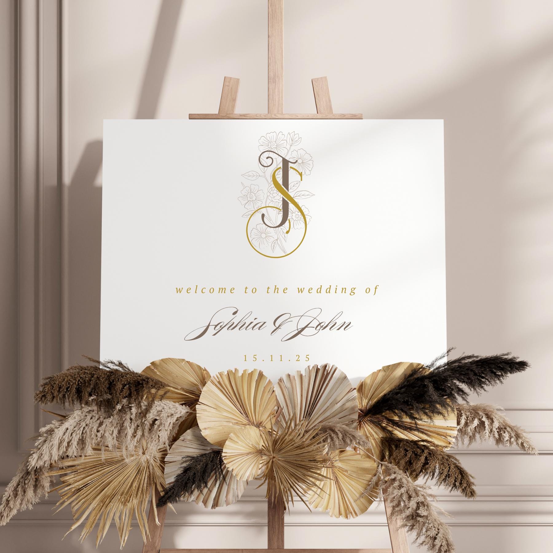 JS Initial Design Elegant Wedding Monogram Logo Design: (canva Template ...