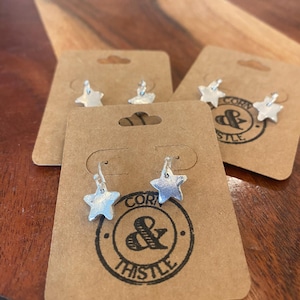Sterling Silver Star Drop Earrings