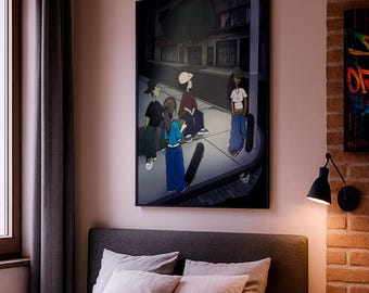 Urban Skateboarding Art Print – Contemporary Street Style Poster